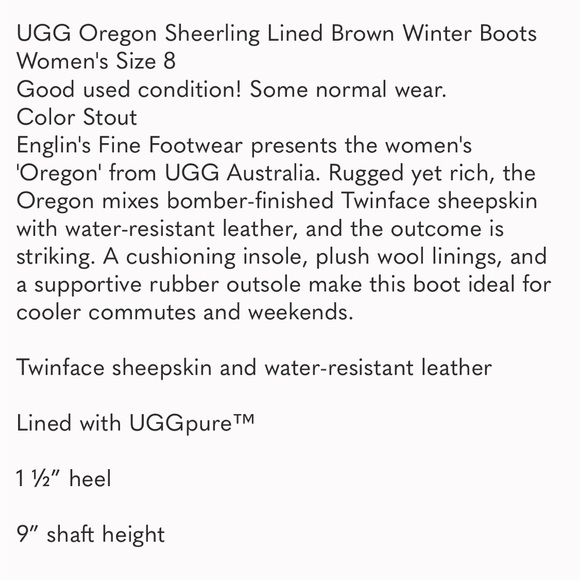 UGG Oregon Sheerling Lined Brown Winter Boots - Picture 13 of 14